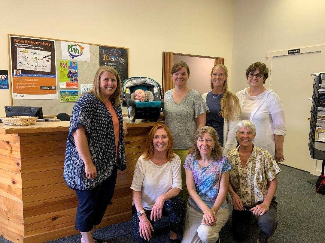 Kneeling: Dr. Joann Hudak, program facilitator, Barbara Lutat & Christine Weigand, WHSD Standing: Rebecca Park WHSD, Baby Wynn Platt, Renee Platt, WHSD, Nicole Stevens, Susan Sullum (WASD)